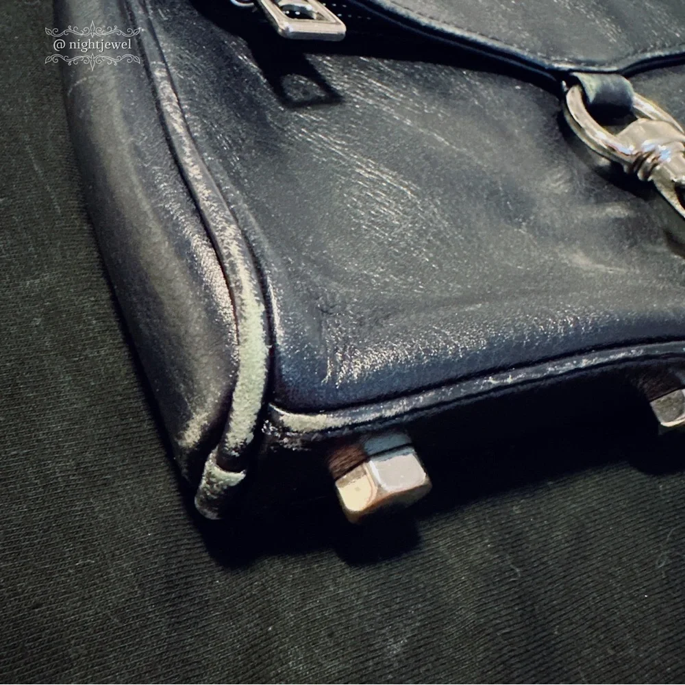 💙REBECCA MINKOFF Dark Navy Blue MAC clutch crossbody small medium silver chain - Picture 4 of 10